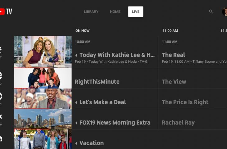 YouTube TV arayüzü