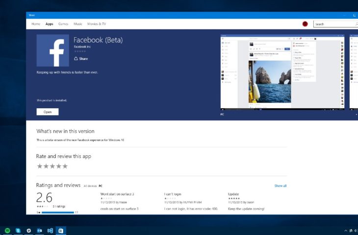 Windows 10’da Facebook